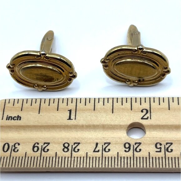 Vintage Gold Tone Oval Cufflinks A28 - Picture 4 of 7